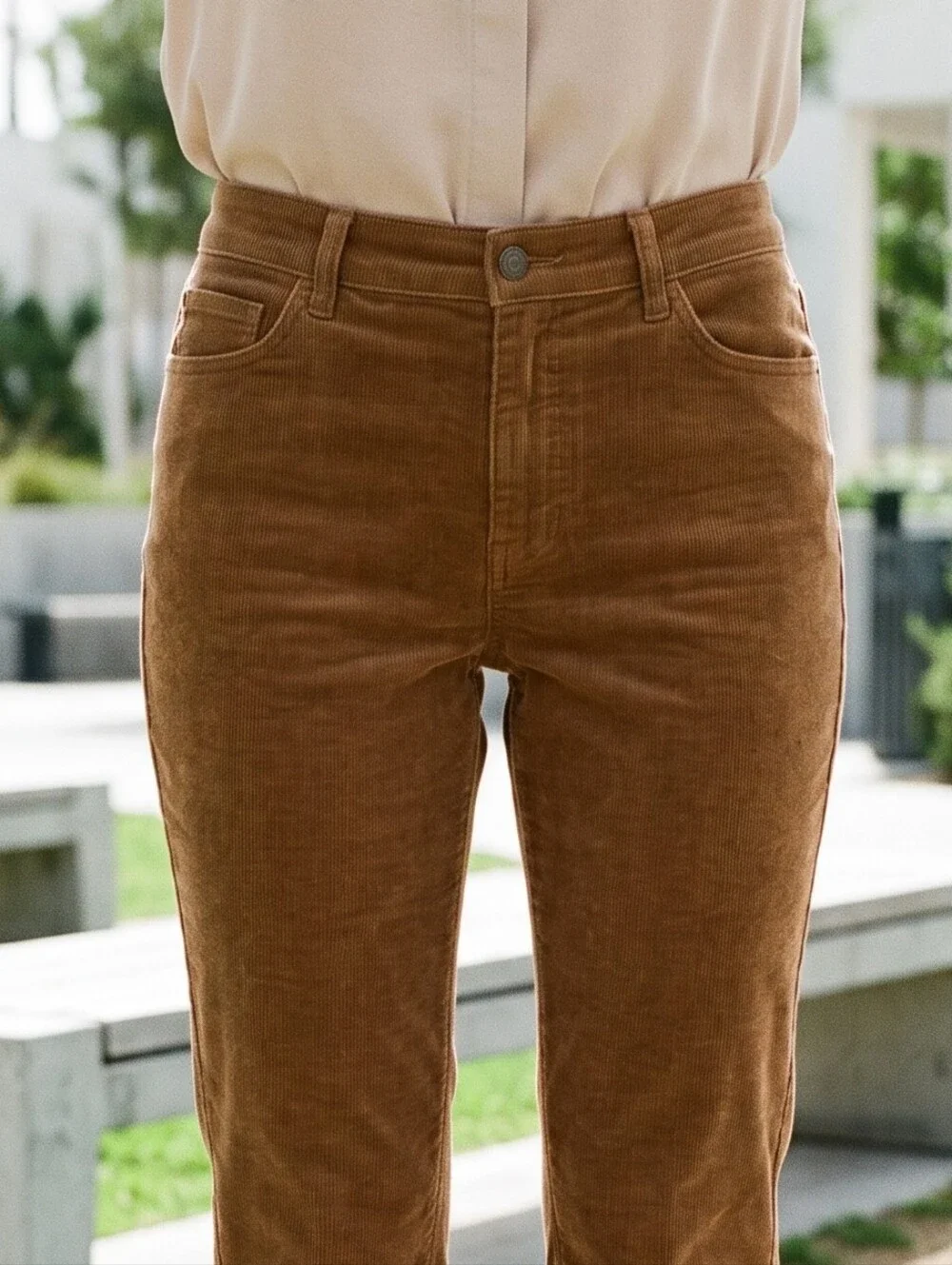 Caramel Brown Corduroy Staight Leg Pants 12P (Stretch)